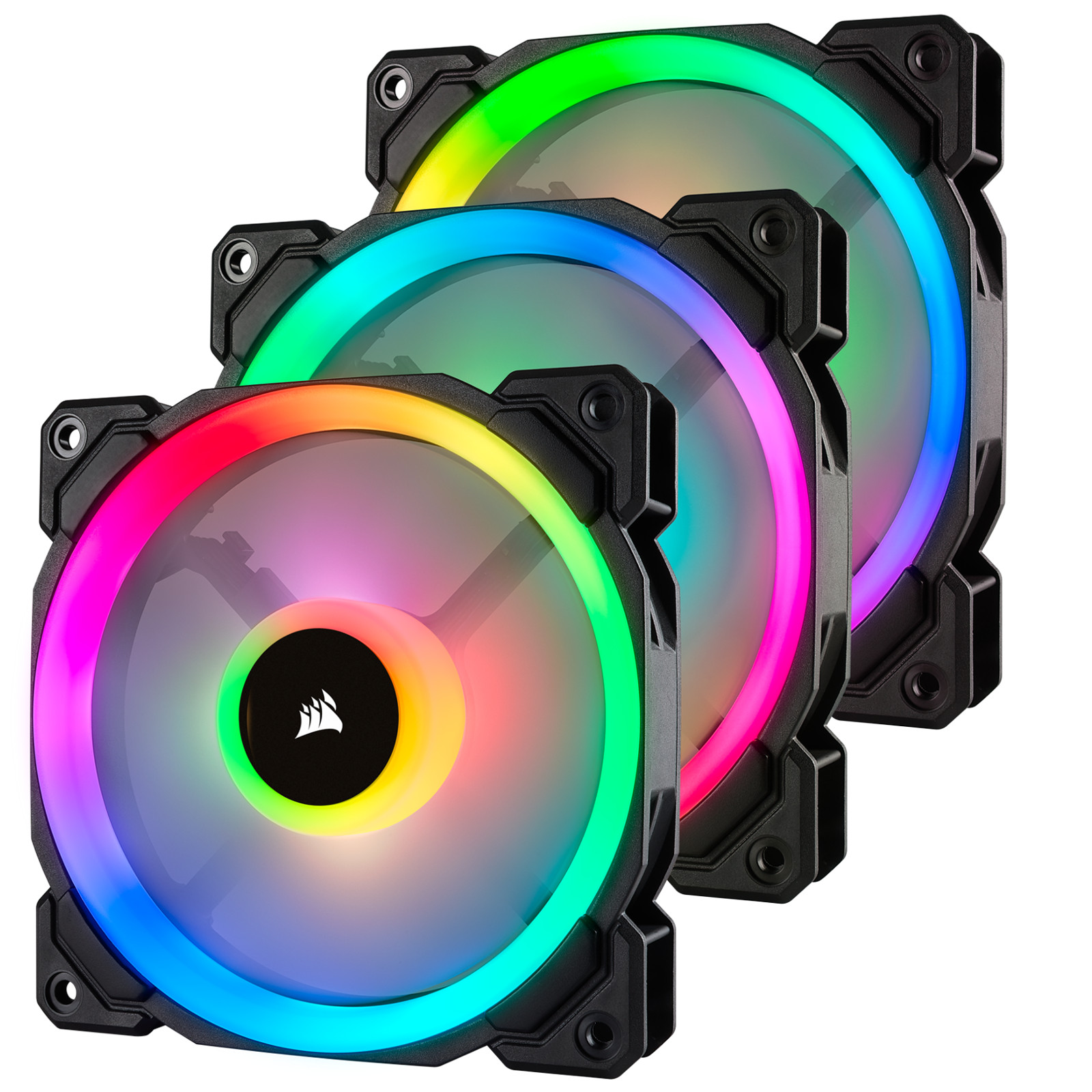 B Grade Corsair LL120 RGB, 120mm Dual Light Loop RGB LED PWM Fan, 3 Fan Pack with Lighting Node PRO