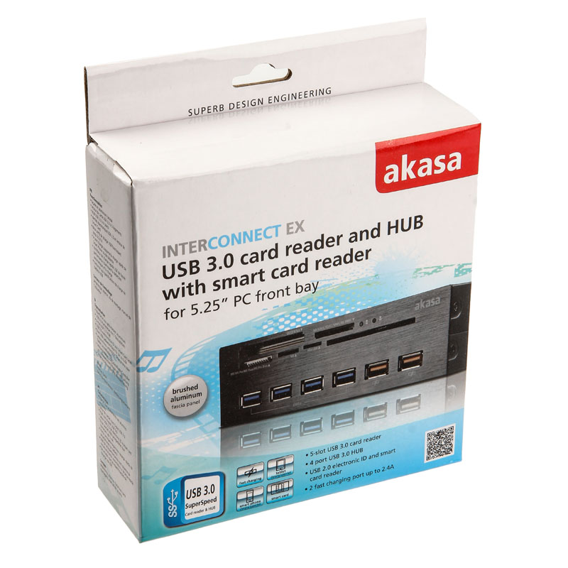 Akasa - B Grade Akasa Interconnect EX Internal 5-Port Card Reader incl. USB 3.0 Hub