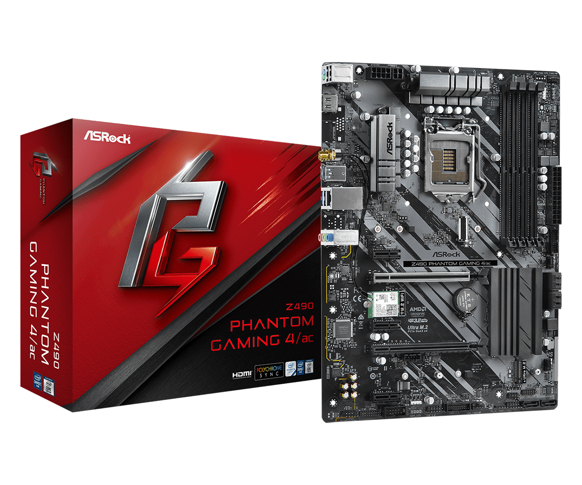 B Grade Asrock Z490 Phantom Gaming 4/AC (Socket LGA 1200) DDR4 ATX Motherboard