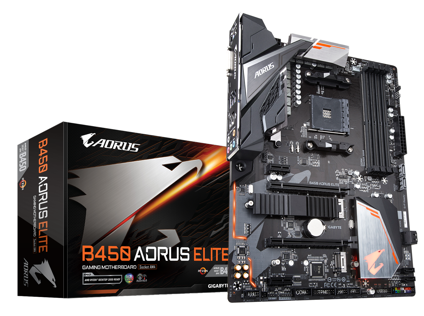 B Grade Gigabyte B450 AORUS ELITE (Socket AM4) DDR4 ATX Motherboard