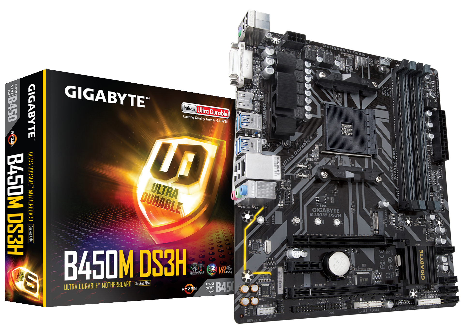 B Grade Gigabyte B450M-DS3H AMD B450 (Socket AM4) DDR4 Micro-ATX Motherboard