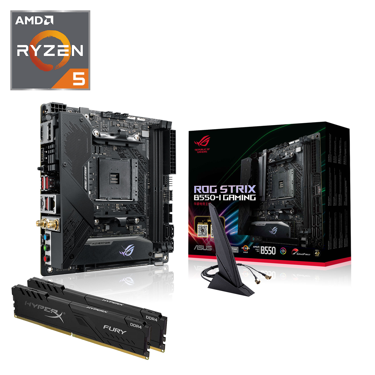 AMD - AMD Ryzen 5 5600X - Asus Strix B550-I Gaming Bundle
