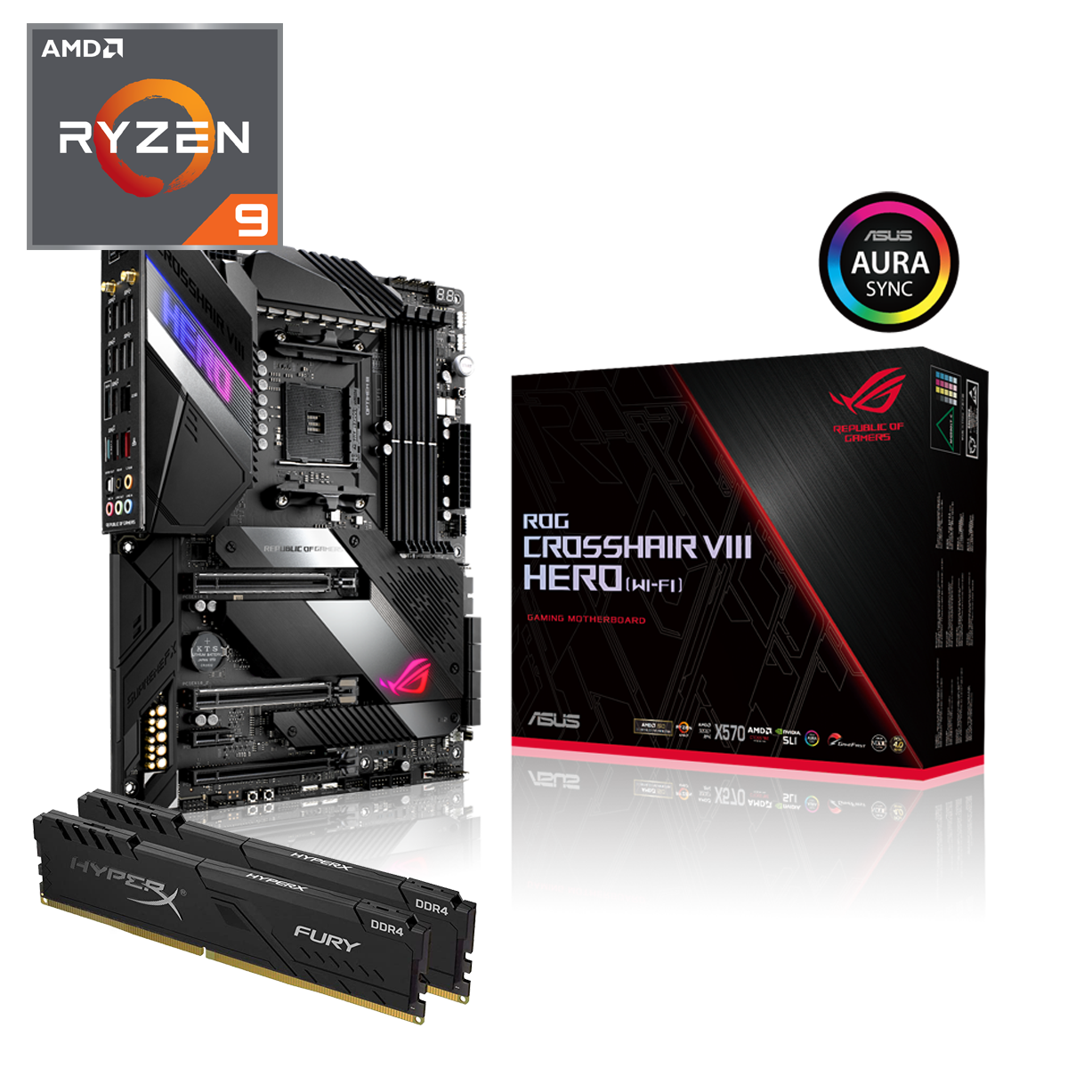 AMD - AMD Ryzen 9 5900X - Asus ROG Crosshair VIII Hero Wi-Fi Bundle