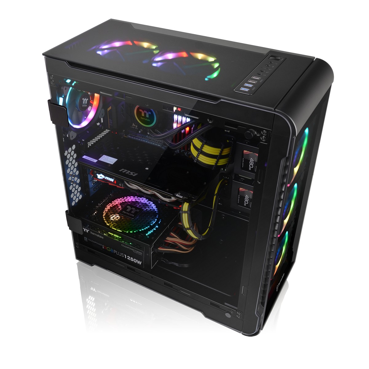 Thermaltake - Thermaltake View 32 RGB Midi Tower Gaming Case - Black Tempered Glass