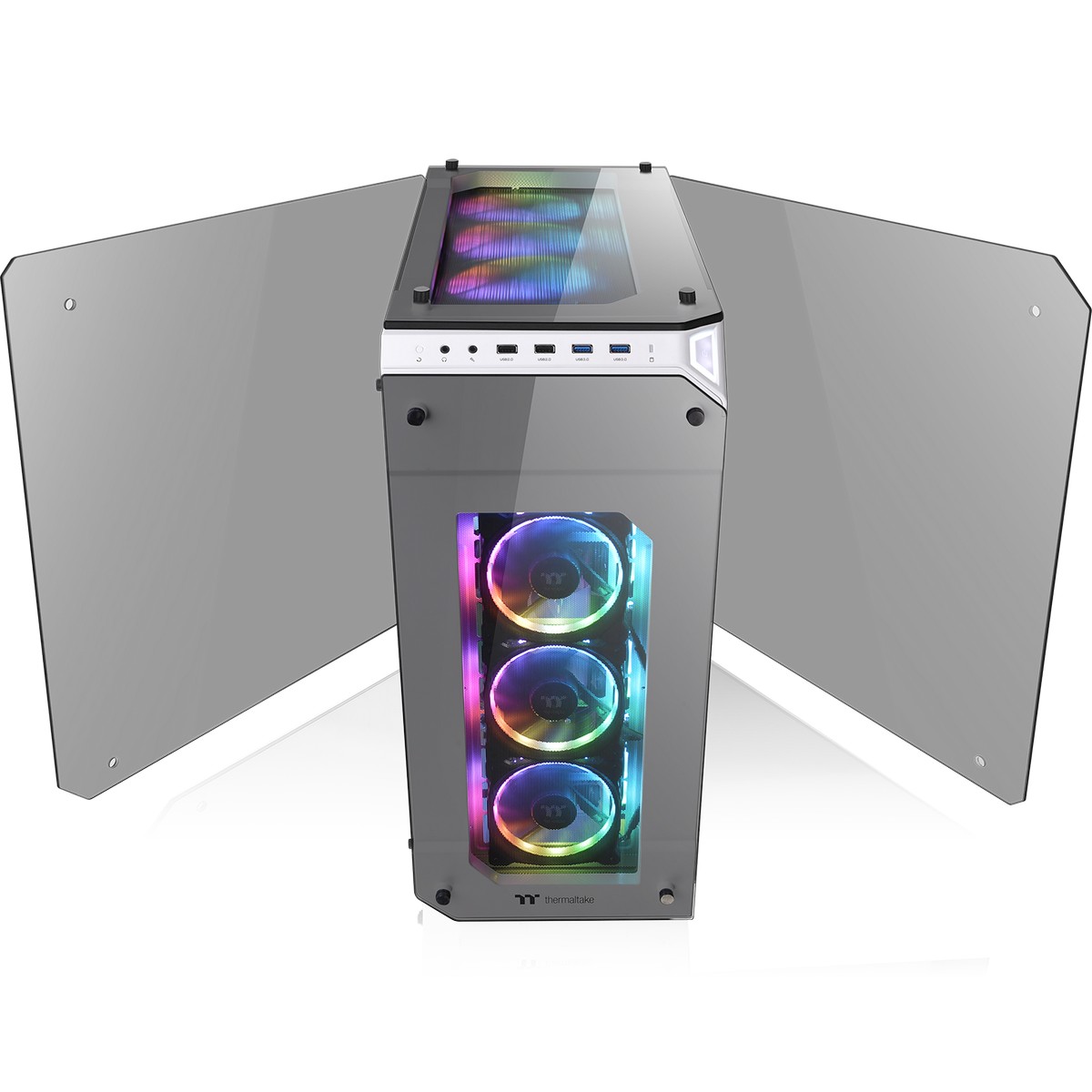 Thermaltake - Thermaltake View 71 Snow Edition Full Tower Gaming Case - White Tempered Gl