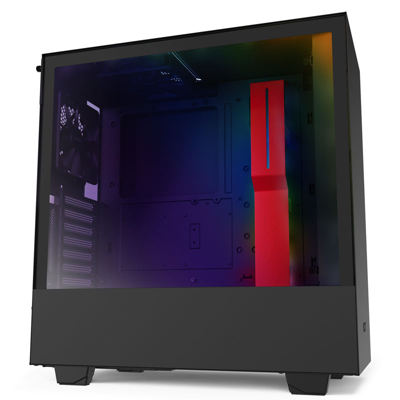 NZXT H510i Midi Tower RGB Gaming Case - Black/Red Tempered Glass