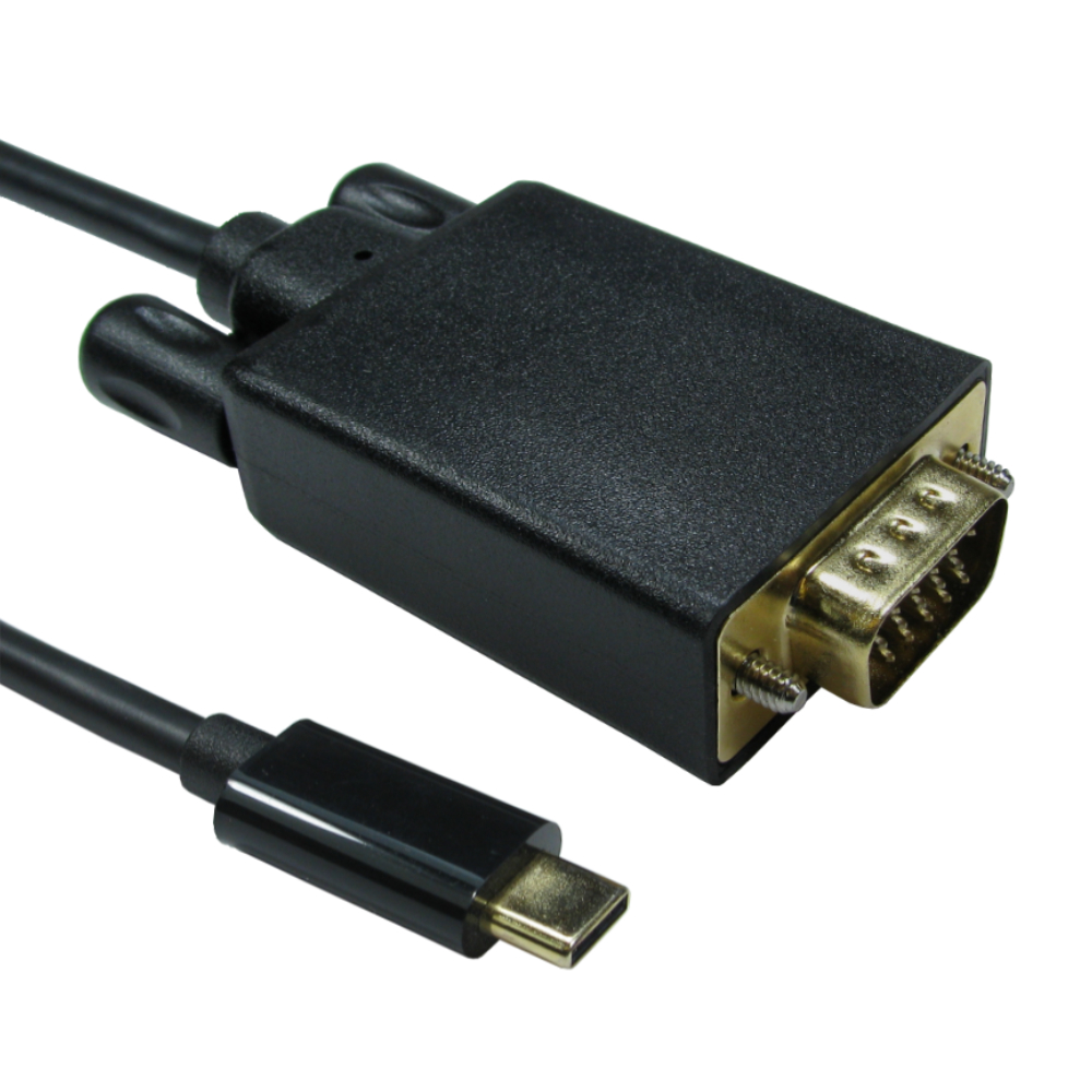 OcUK Value USB C to VGA 1080P  60HZ 1m Cable - Black