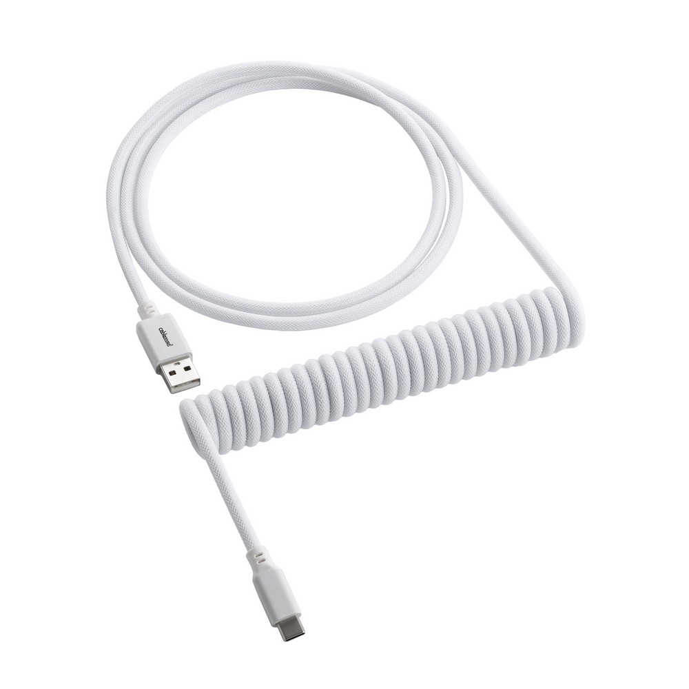 white coiled keyboard cable