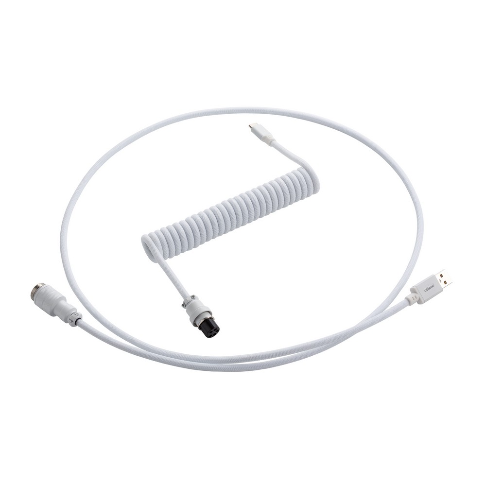 white coiled cable keyboard