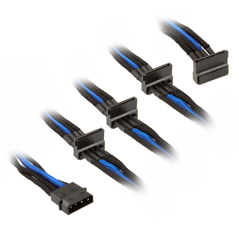 SilverStone - Silverstone 4-pin Molex to 4x SATA cable 30 cm - Black / Blue
