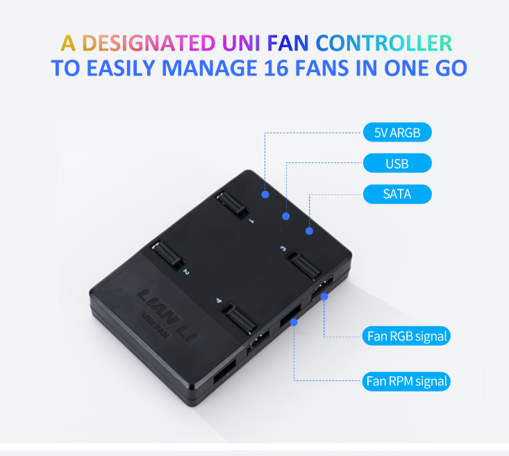 Lian Li - Lian-Li UNI SL140 Addressable RGB Black 140mm Fan Dual Pack with Controller