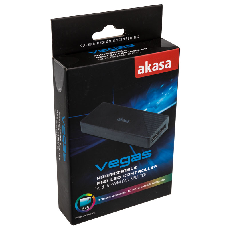 Akasa - Akasa Vegas Addressable RGB Controller with Remote - Black