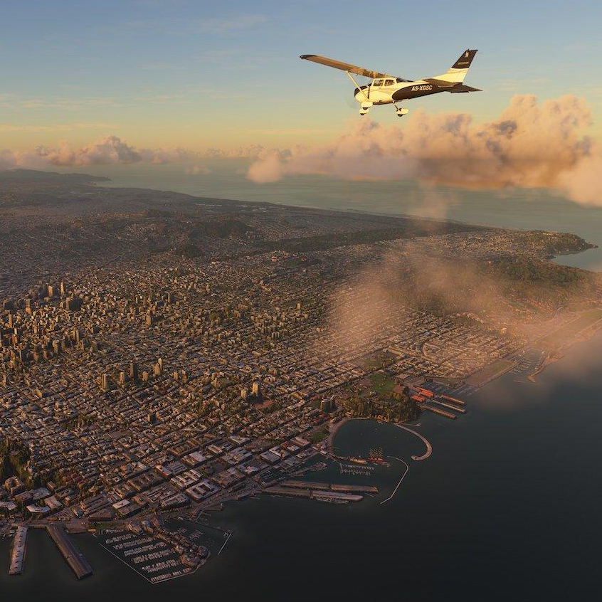 Flight sim plane city
