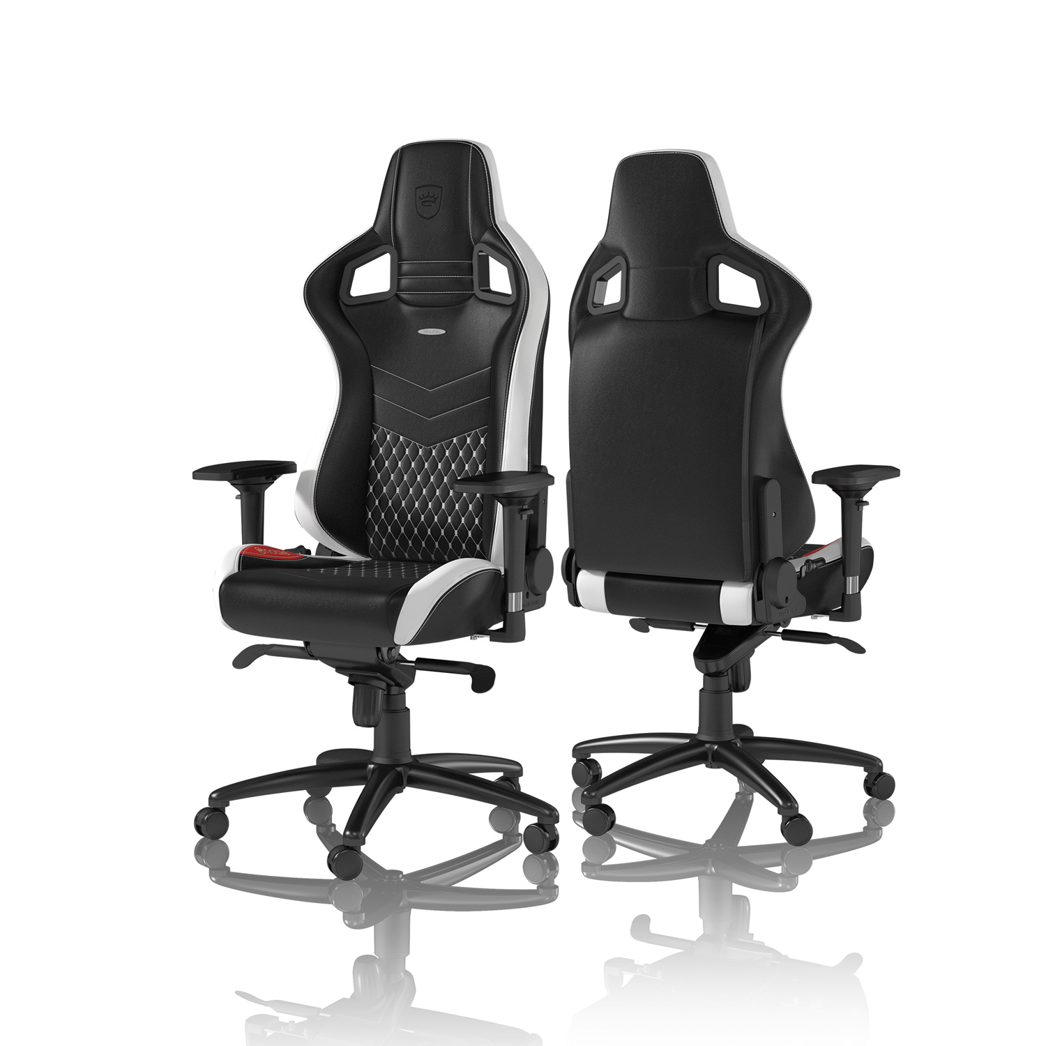 black and white leather gaming chair