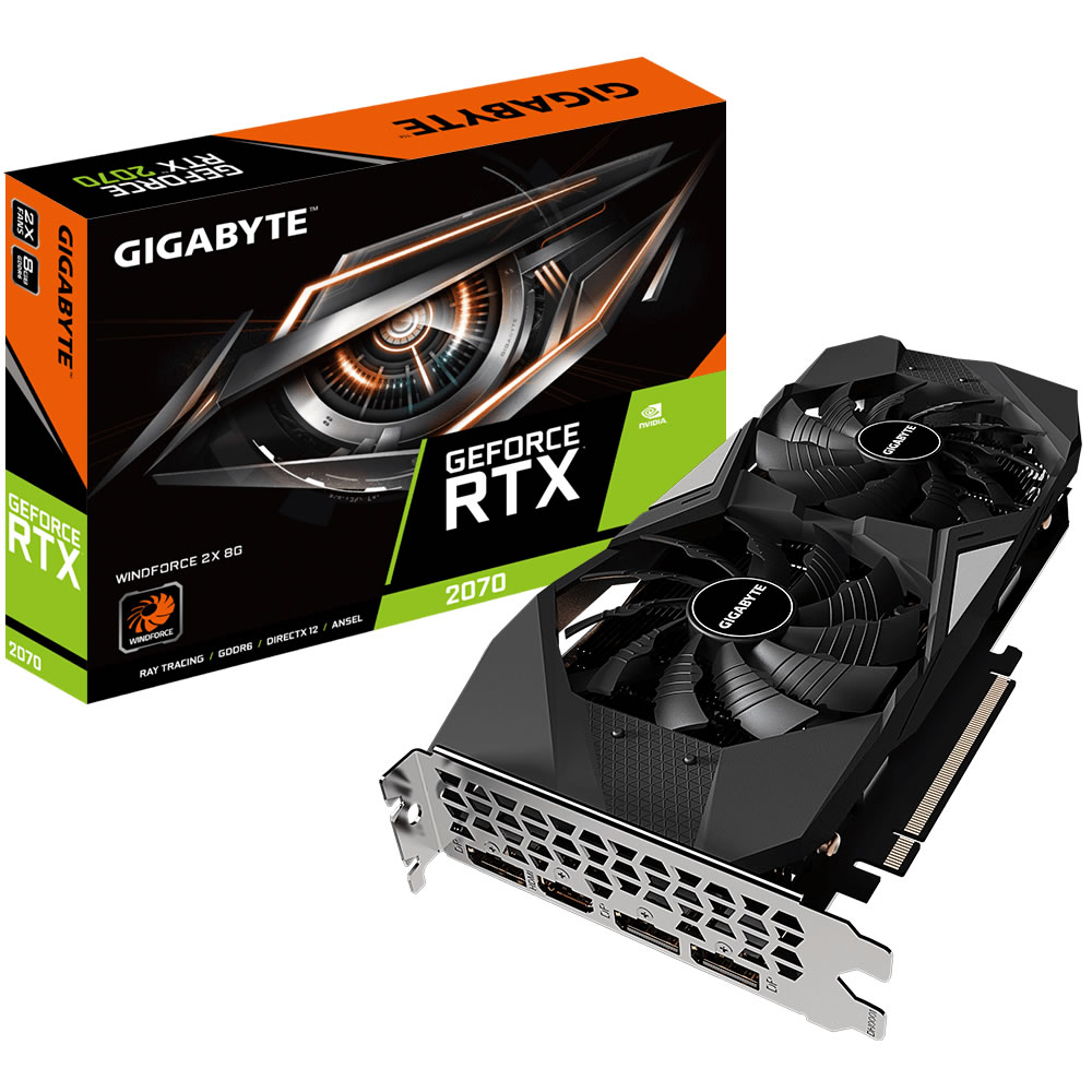 Gigabyte - Gigabyte GeForce RTX 2070 WindForce X2 rev1.0 8192MB GDDR6 PCI-Express Grap