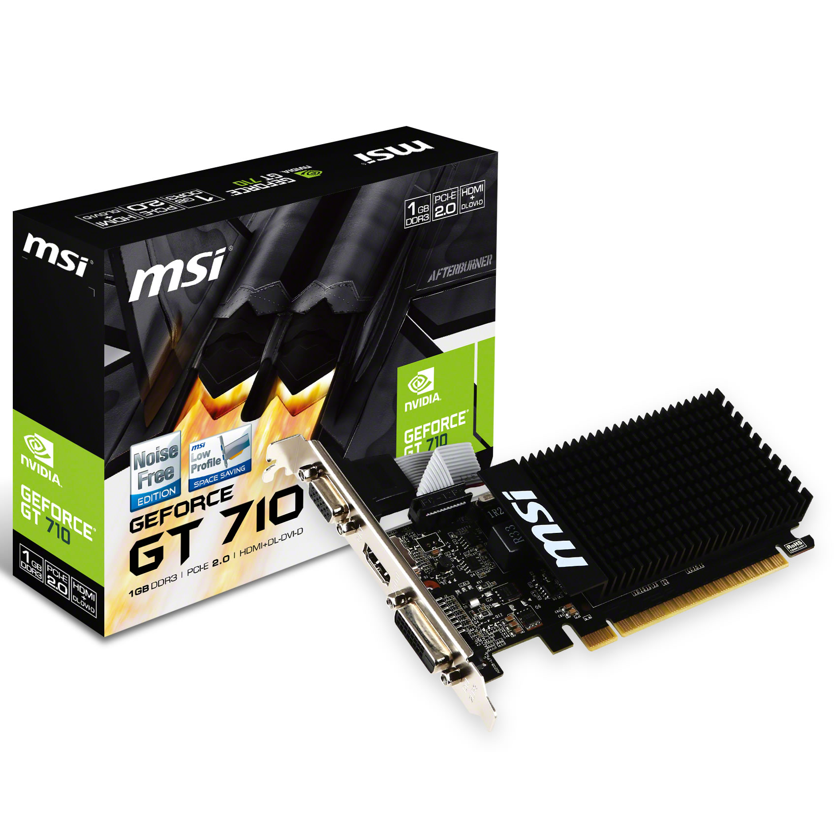 MSI - MSI GeForce GT 710 SILENT Low Profile 1024MB GDDR3 PCI-Express Graphics Car