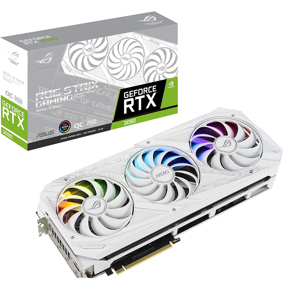 Asus - Asus GeForce RTX 3090 ROG Strix OC White Edition 24GB GDDR6X PCI-Express Gr
