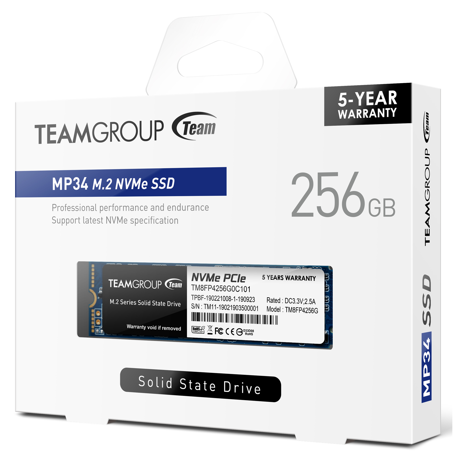 Team Group - TeamGroup MP34 256GB NVMe PCIe M.2 Solid State Drive