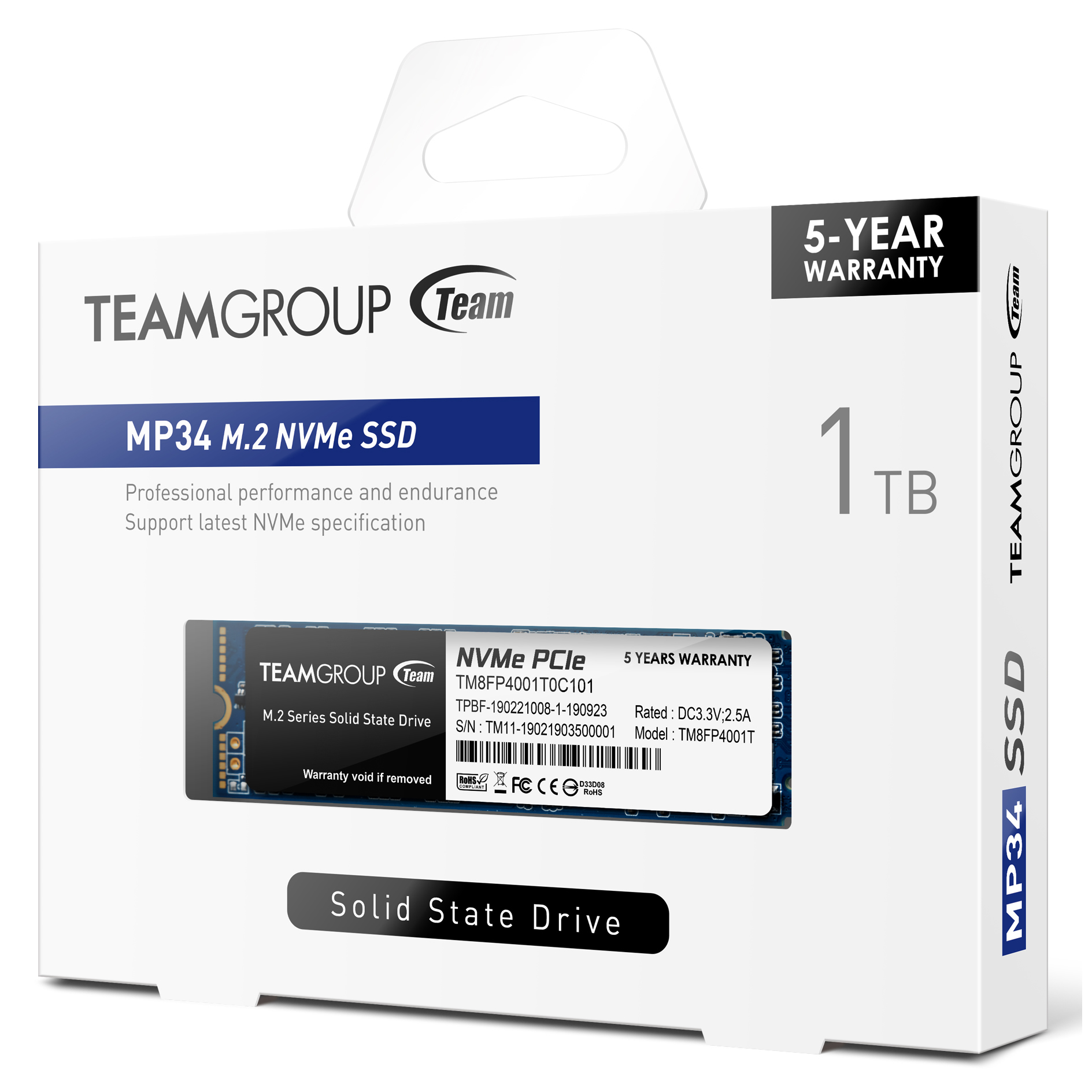 Team Group - TeamGroup MP34 1TB NVMe PCIe M.2 Solid State Drive