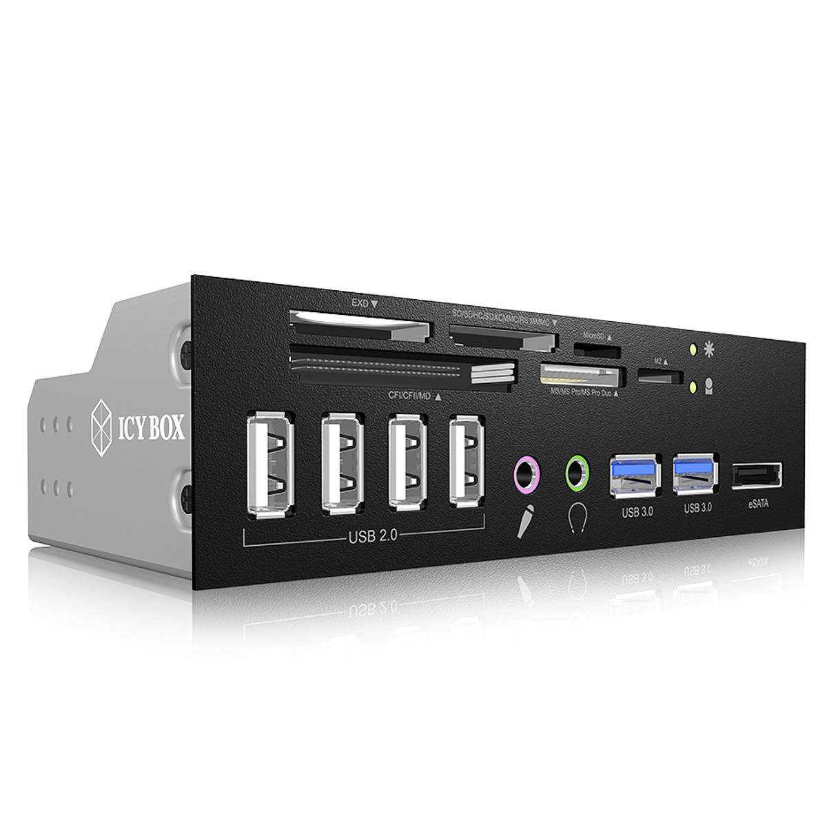 5,25 Zoll schwarz , 6-Port, 2x USB 3.0 AKasa AK-HC-05BKV2 interne Kartenlesergerät 13,3 cm 