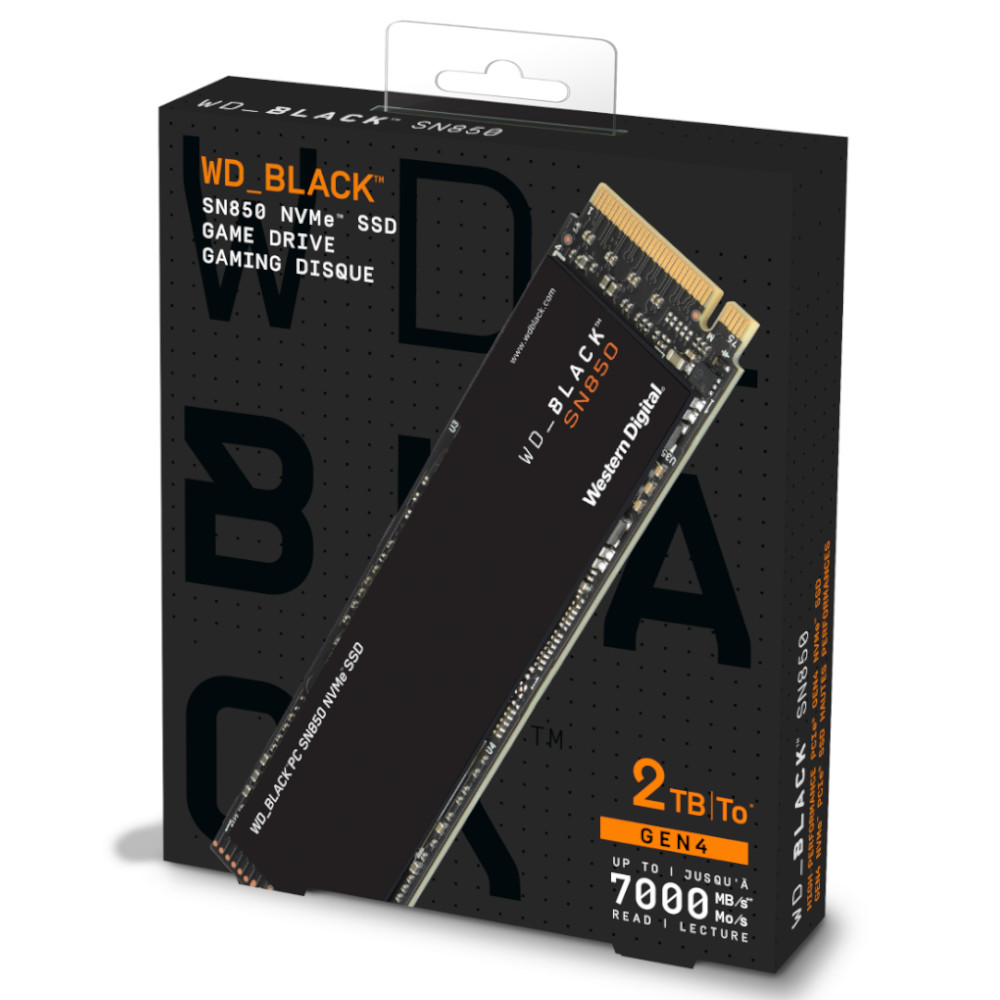 WD - WD Black SN850 2TB SSD M.2 2280 NVME PCI-E Gen4 Solid State Drive (WDS200T1