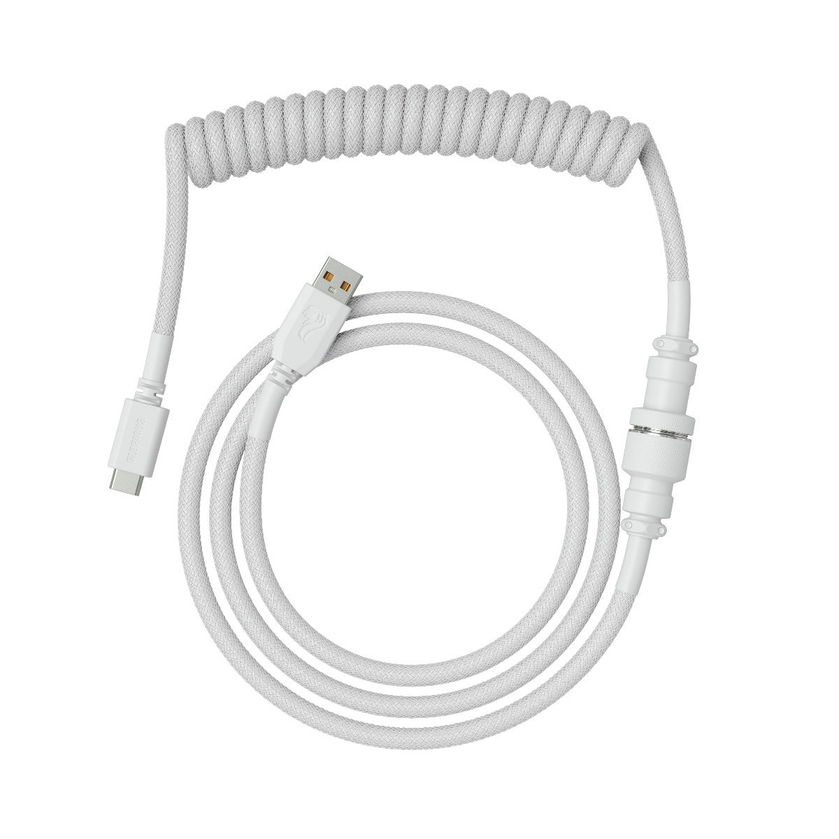 white coiled cable keyboard