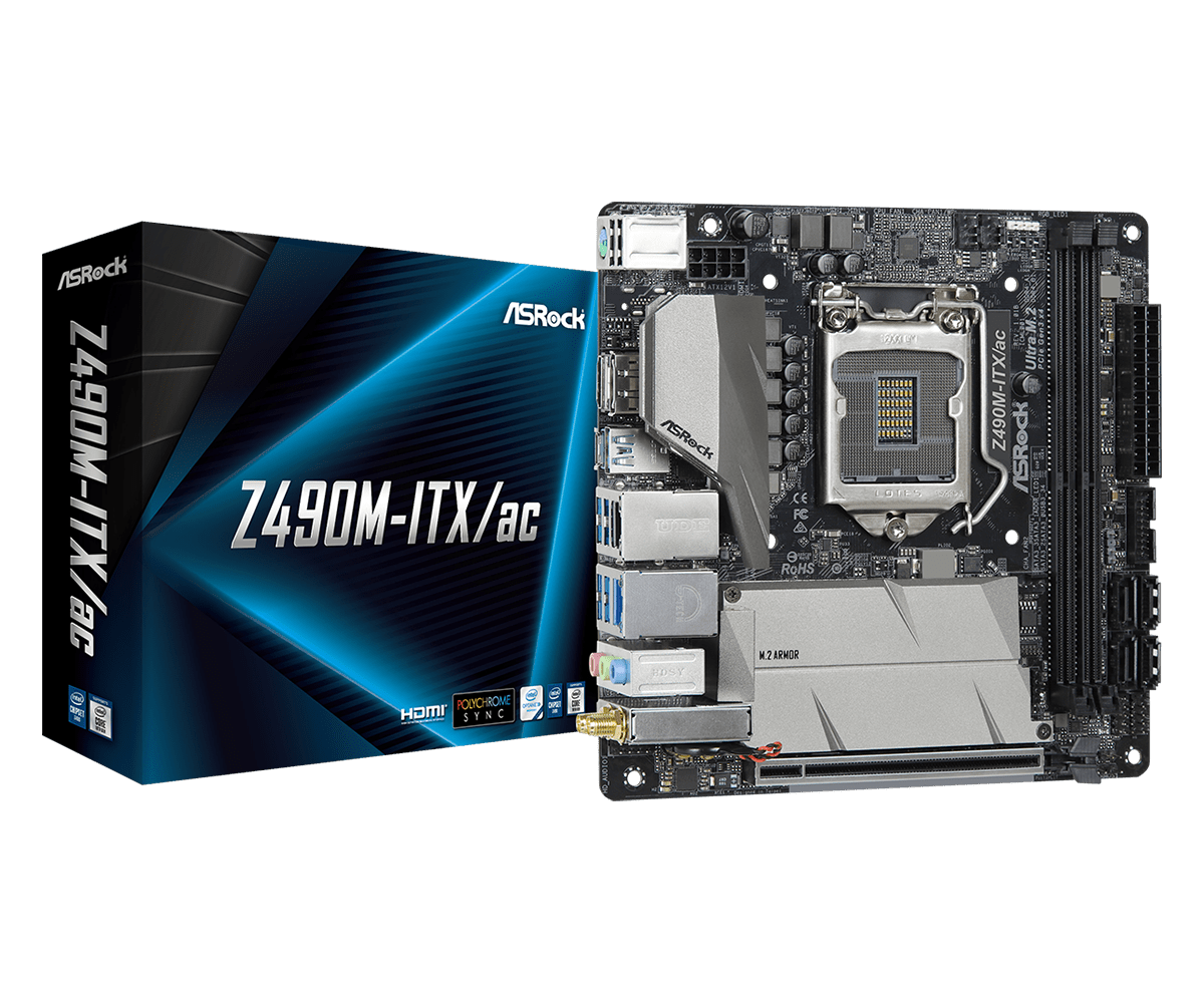 ASRock - Asrock Z490M-ITX/AC (Socket LGA 1200) DDR4 Mini-ITX Motherboard
