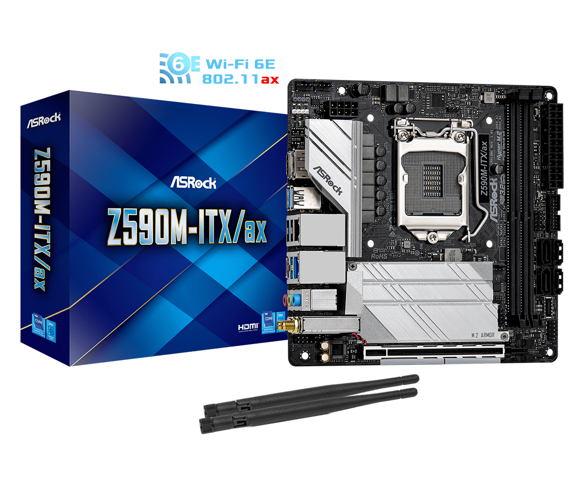 ASRock - Asrock Z590M-ITX/AX (Socket LGA 1200) DDR4 Mini ITX Motherboard