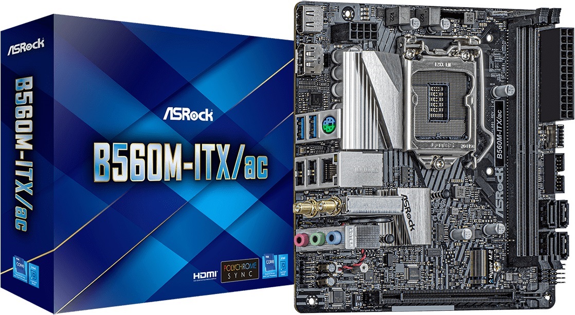 ASRock - Asrock B560M-ITX/ac (Socket LGA 1200) DDR4 Mini ITX Motherboard
