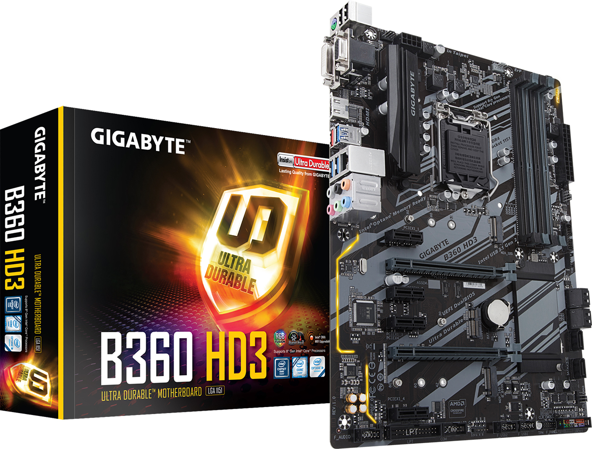 Gigabyte - Gigabyte B360 HD3 Intel B360 (Socket 1151) DDR4 ATX Motherboard