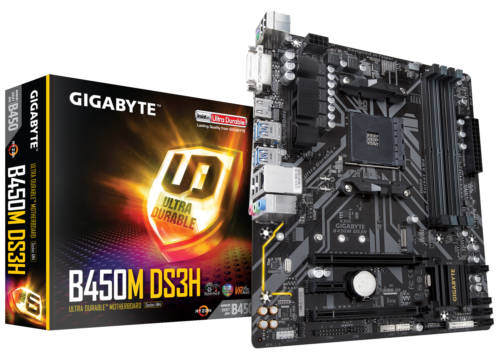 Gigabyte - Gigabyte B450M-DS3H AMD B450 (Socket AM4) DDR4 Micro-ATX Motherboard