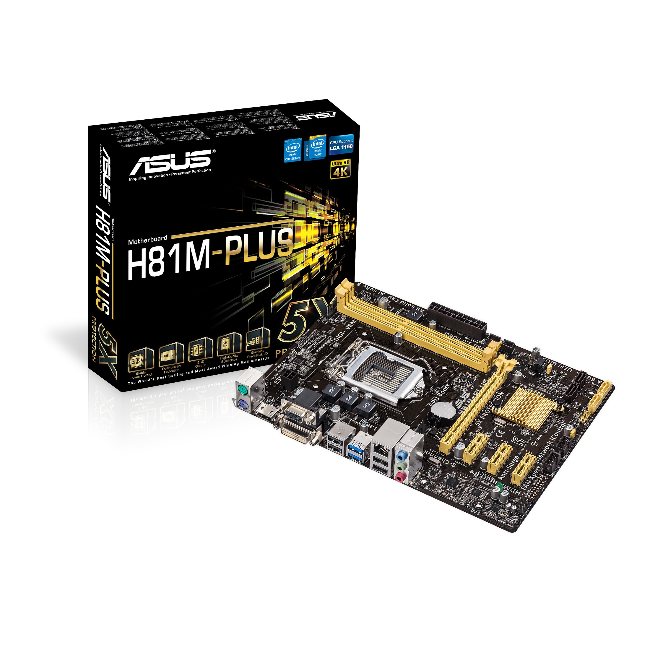 Asus - Asus H81M-PLUS Intel H81 (Socket 1150) DDR3 Micro ATX Motherboard