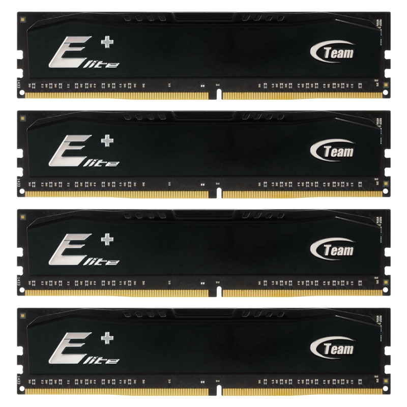 Team Group Elite 16GB (4x4GB) DDR4 PC4-19200C16 2400MHz Quad Channel Kit - 