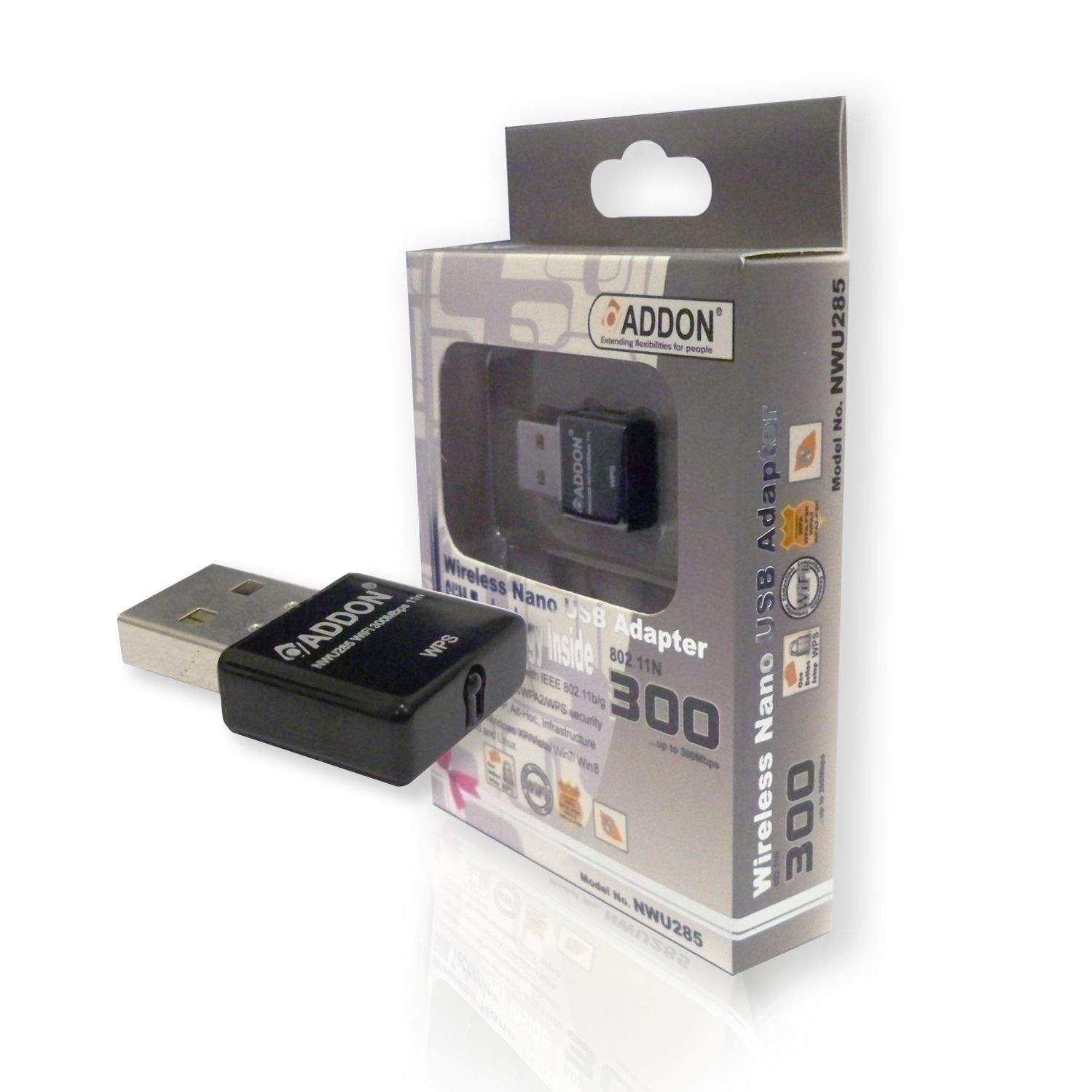 Addon - ADDON Wireless 300Mbps NANO USB Adapter (NWU285v3)