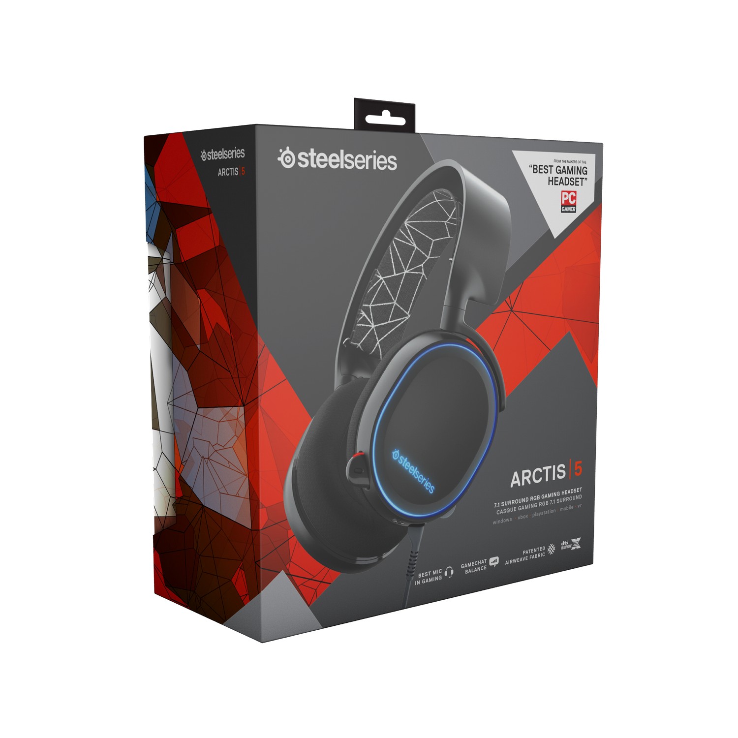SteelSeries - SteelSeries Arctis 5 RGB 7.1 Surround Gaming Headset - Black (61504) 2019 E