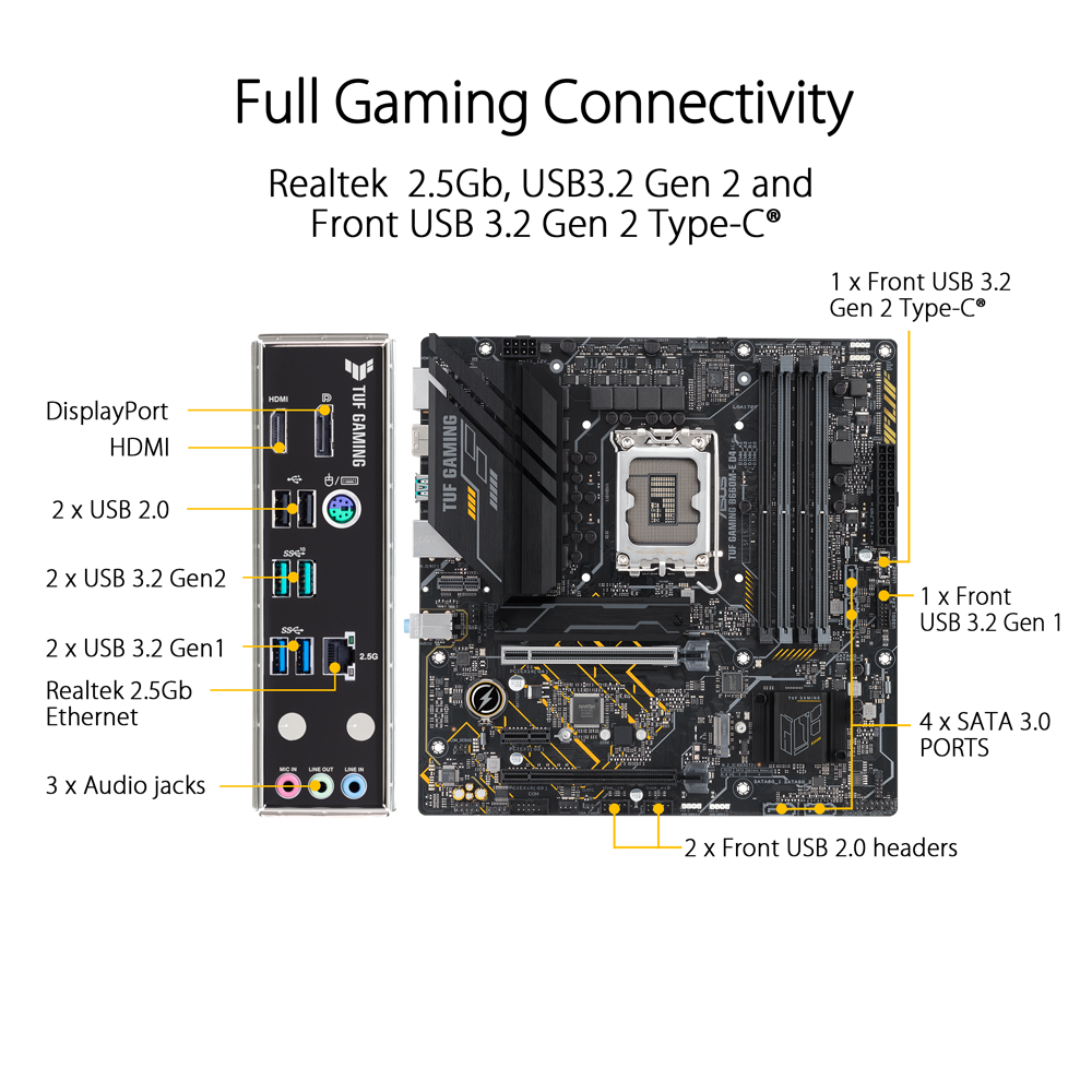 Asus - Asus TUF Gaming B660M-E D4 - Intel B660 DDR4 Micro ATX Motherboard