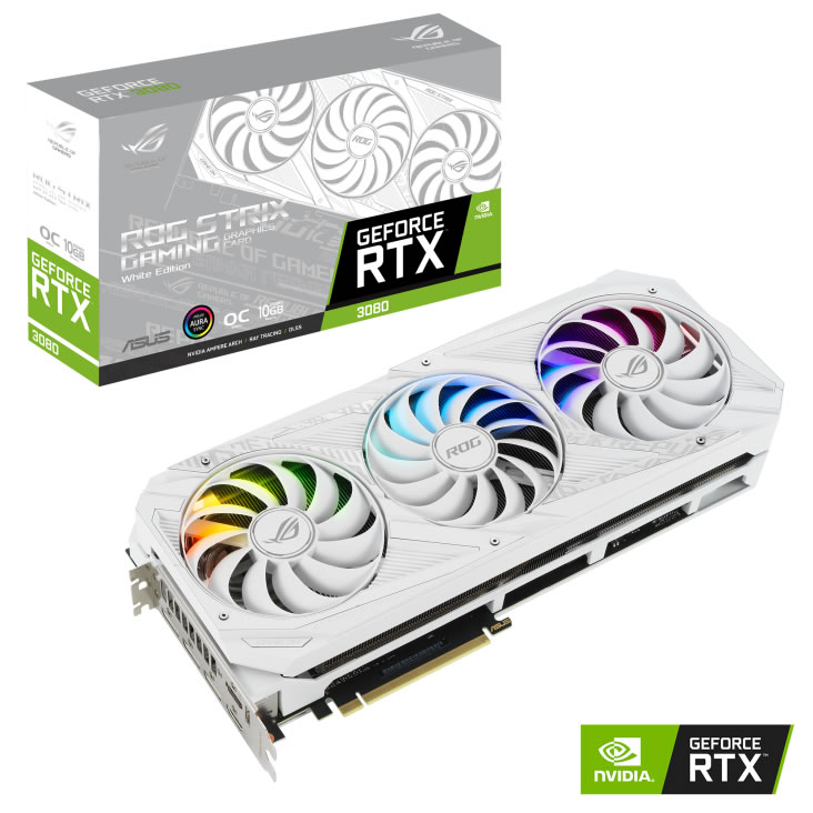 Asus - Asus GeForce RTX 3080 ROG Strix WHITE OC V2 LHR 10GB GDDR6X PCI-Express Gra