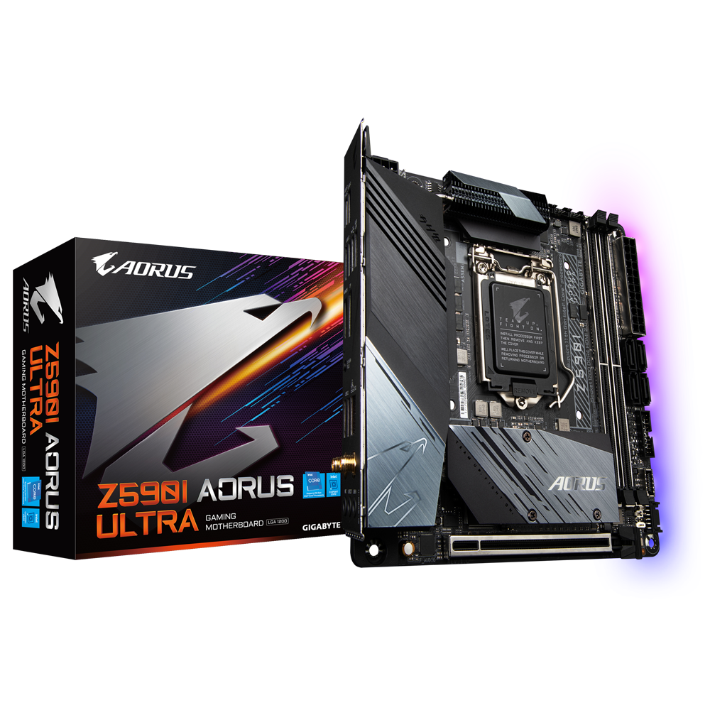 Gigabyte - Gigabyte Z590I Aorus Ultra (Socket LGA 1200) DDR4 Min ITX Motherboard