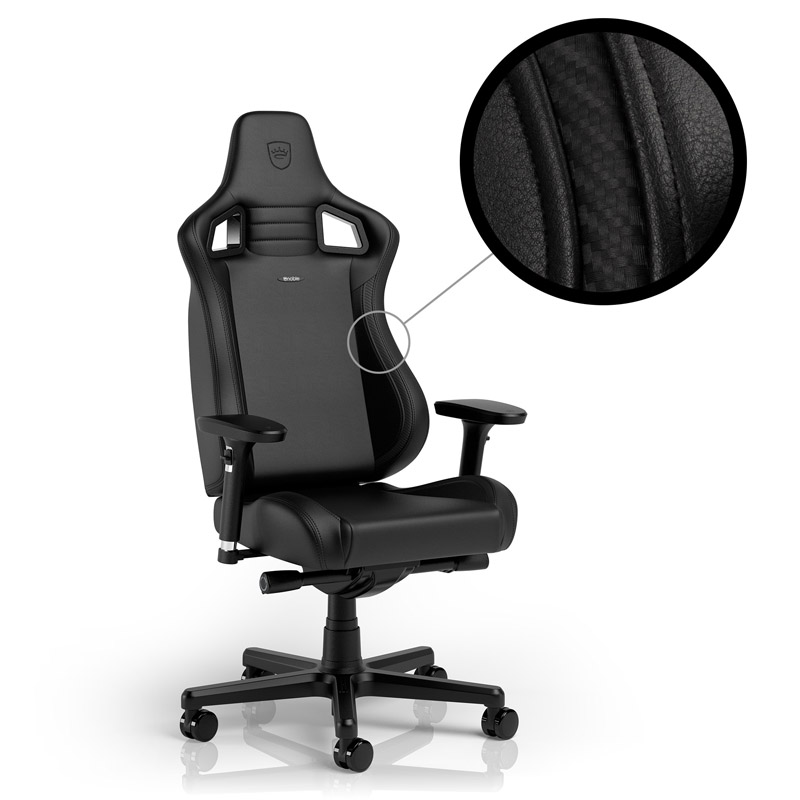 noblechairs EPIC Compact Gaming Chair with focus on material and colour - black