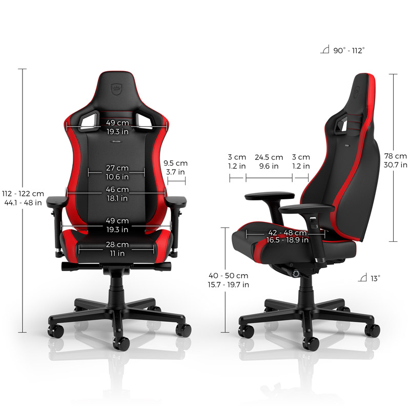 noblechairs EPIC Compact Gaming Chair with measurements - red