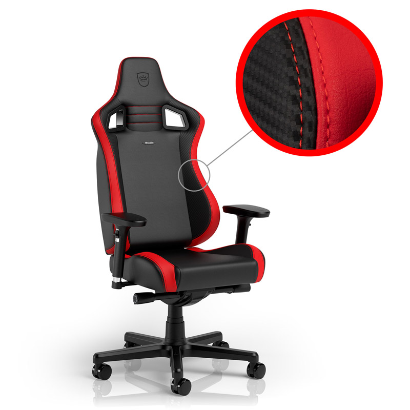 noblechairs EPIC Compact Gaming Chair with focus on material and colour - red