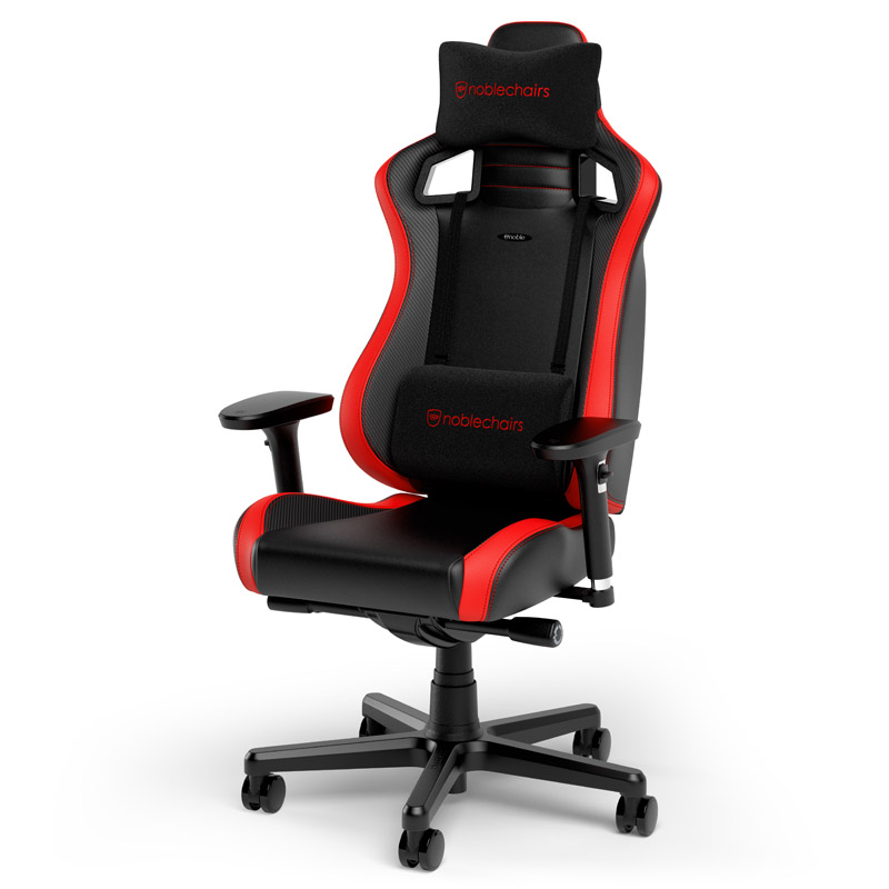 noblechairs EPIC Compact Gaming Chair with lumbar and headrest pillows - red
