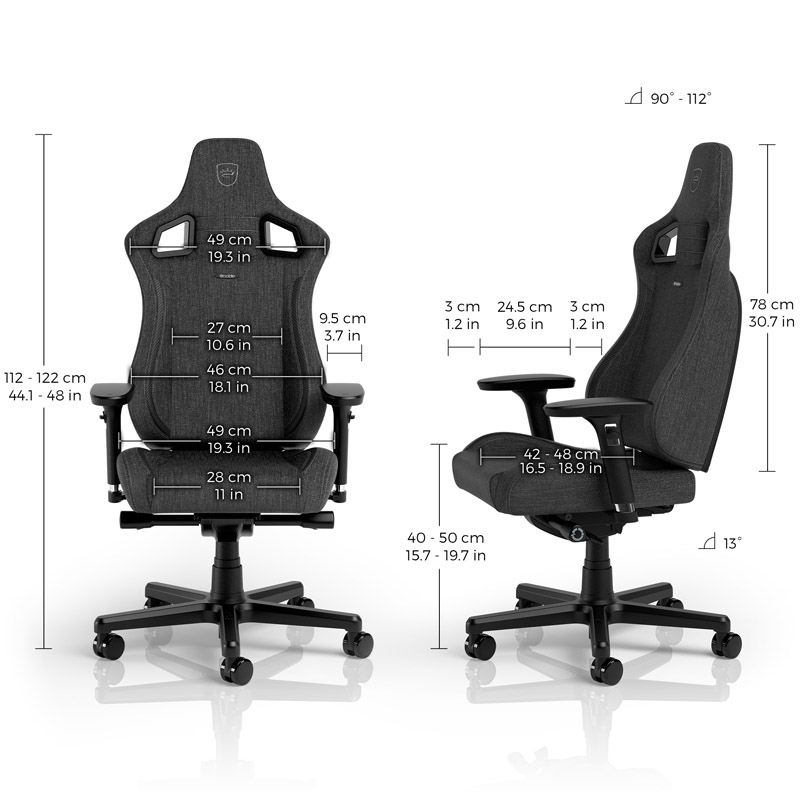 noblechairs EPIC Compact TX Gaming Chair with measurements - anthracite