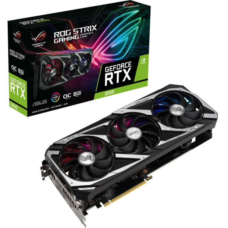 Asus - Asus GeForce RTX 3050 ROG Strix OC LHR 8192MB GDDR6 PCI-Express Graphics Ca