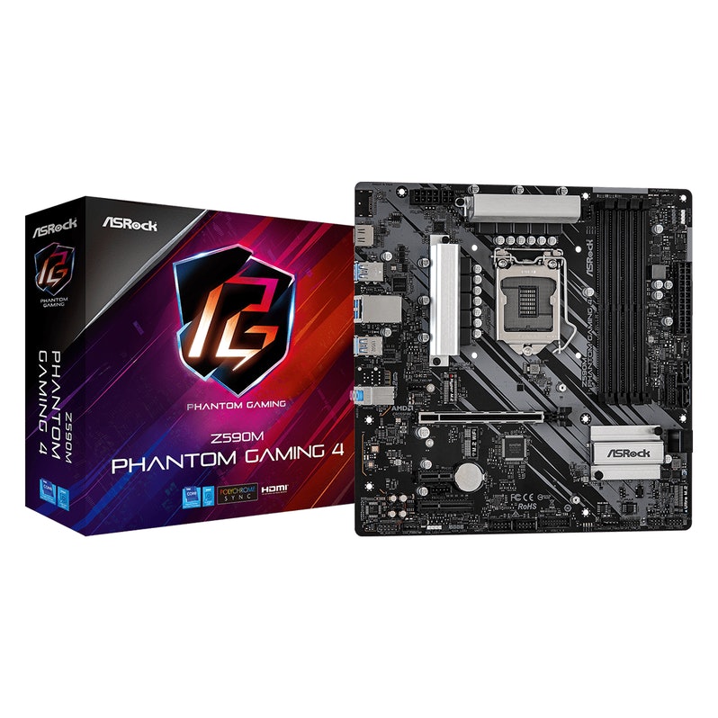 B Grade Asrock Z590M Phantom Gaming 4 (Socket LGA 1200) DDR4 Micro ATX Motherboard