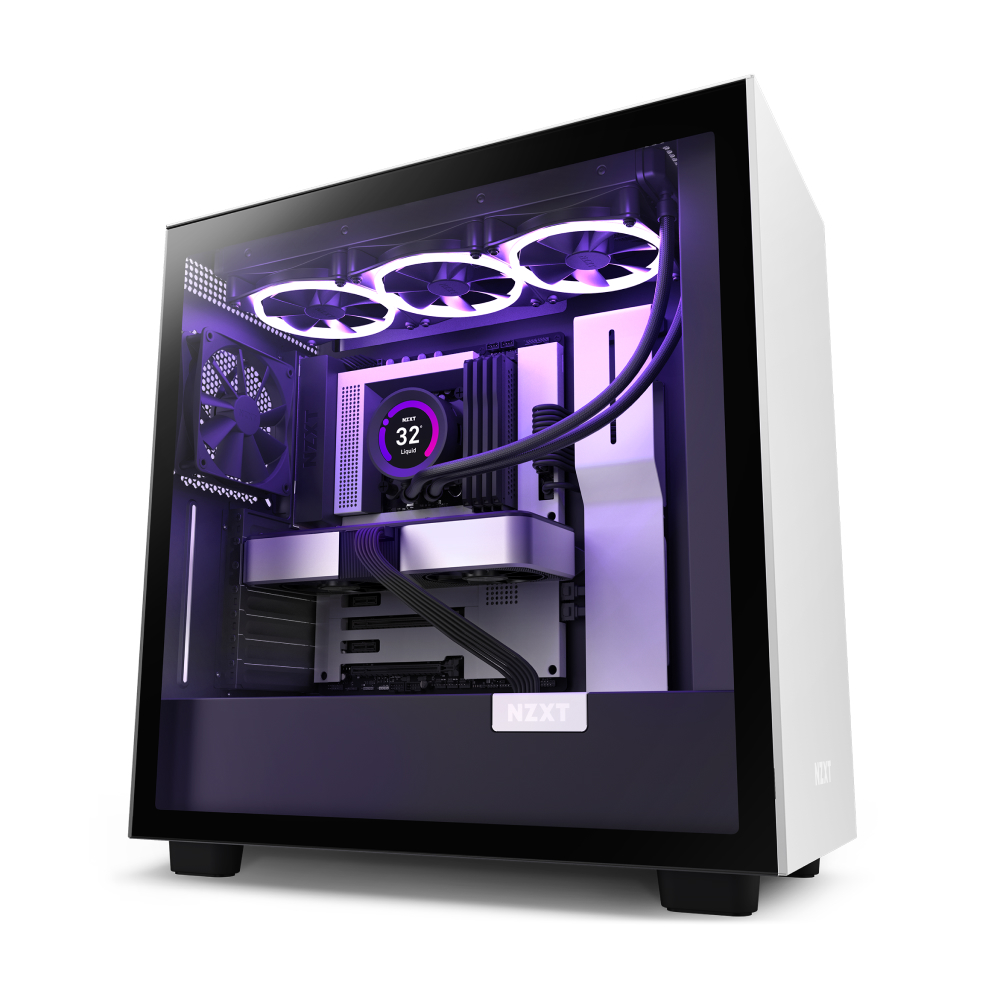NZXT - NZXT H7 Black  White Mid Tower Windowed PC Gaming Case