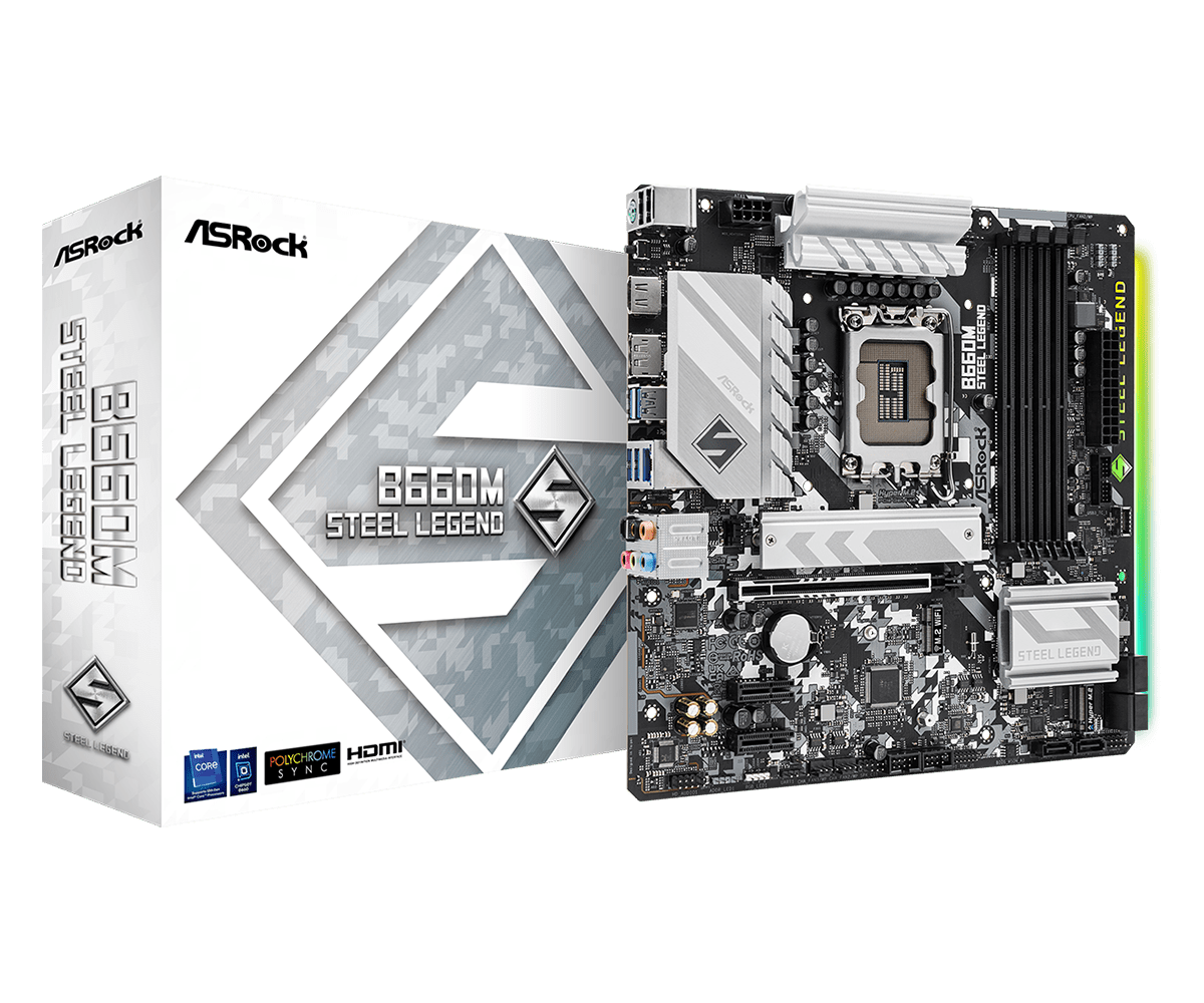 ASRock - Asrock B660M Steel Legend - Intel B660 DDR4 Micro ATX Motherboard