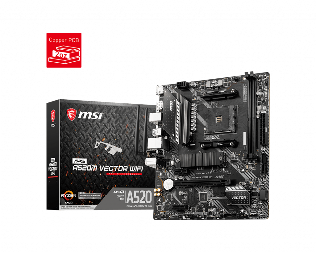 MSI MAG A520M Vector WiFi (Socket AM4) DDR4 mATX Motherboard