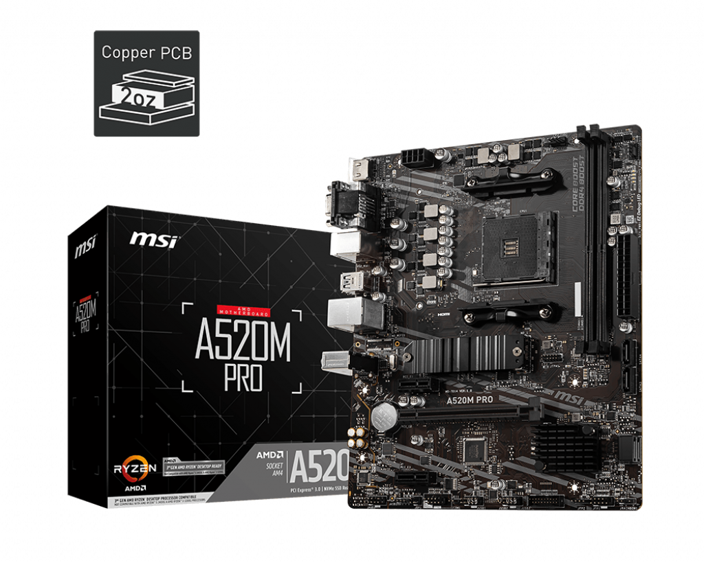 MSI - MSI A520M PRO (Socket AM4) mATX Motherboard