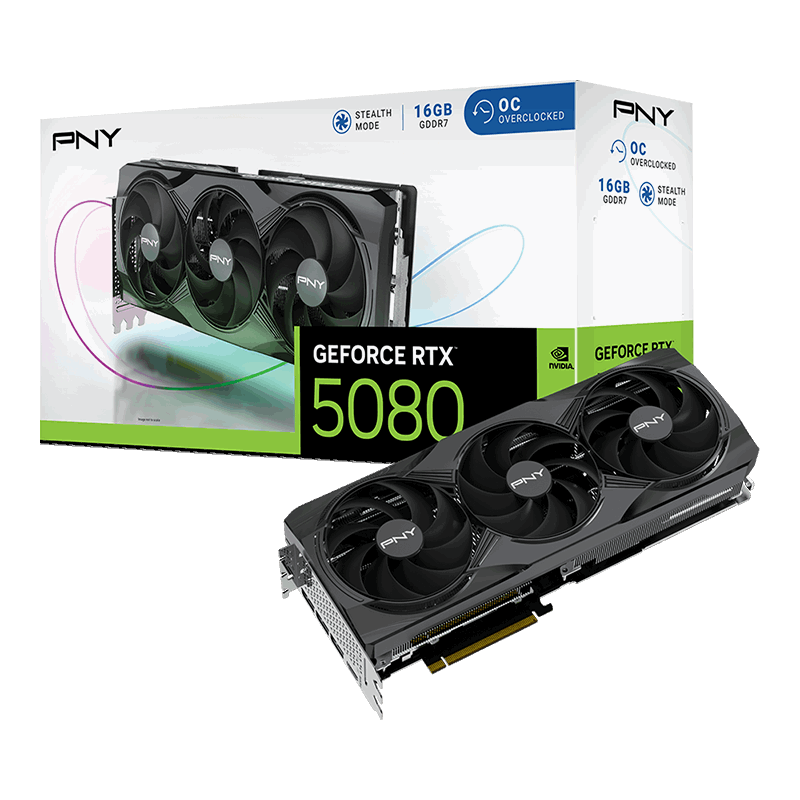 PNY GeForce RTX 5080 OC Triple Fan 16GB GDDR7 PCI-Express Graphics Card